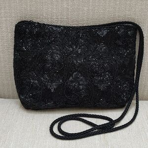 Andre Cellini Black Beaded Special Occasion Shoulder Bag Vintage